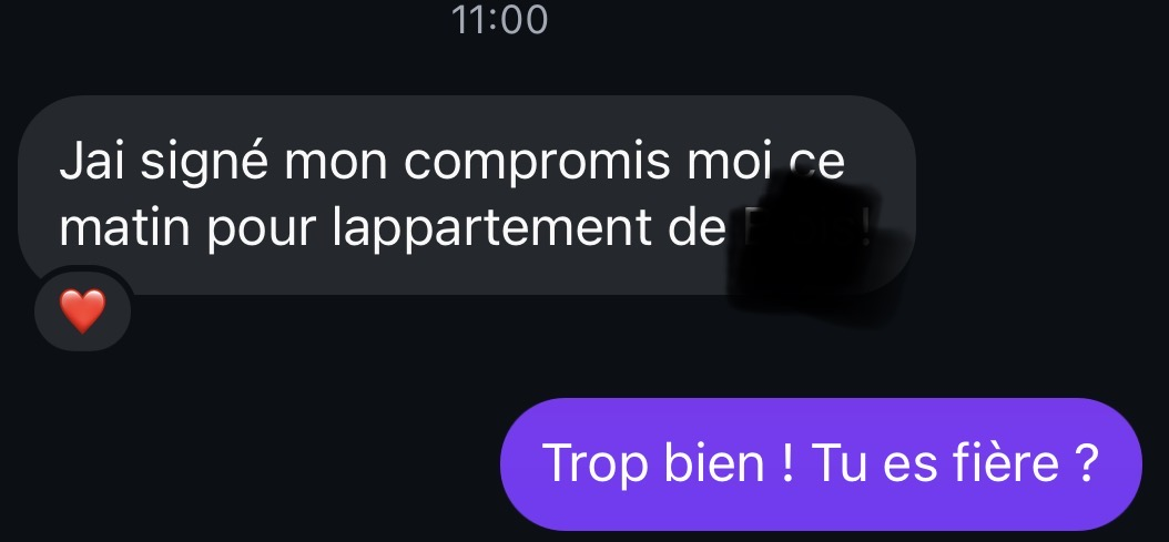 Capture du message : Le jour de la signature