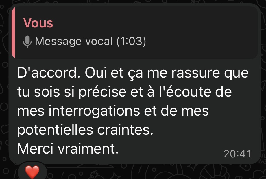 Capture du message : Se sentir écouté