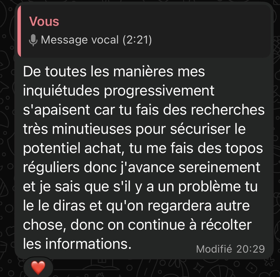 Capture du message : Avancer plus sereinement
