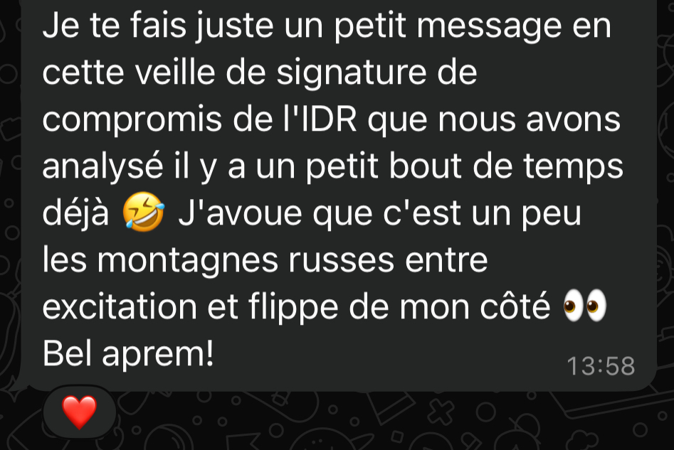 Capture du message : À la veille du compromis